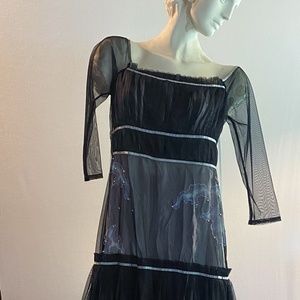 Yantha Silver Dress with sheer black overlay